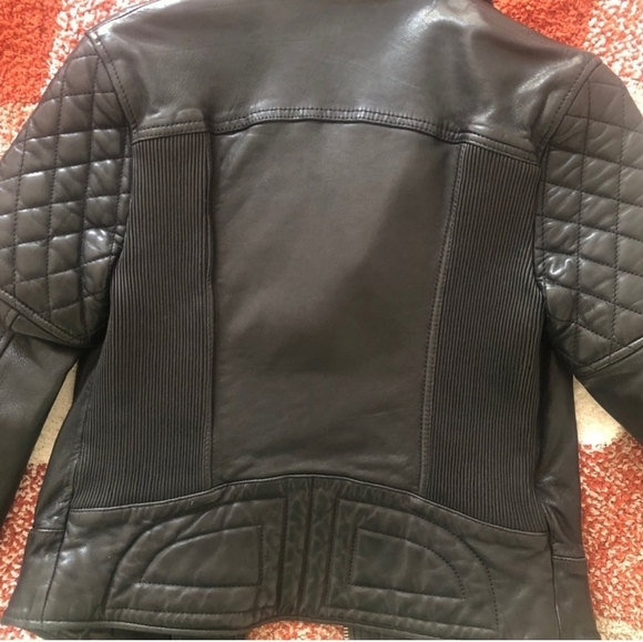 ALLSAINTS Favel Quilted Leather Biker Jacket Black Size 2 Limited Edituon Moto - Picture 5 of 8